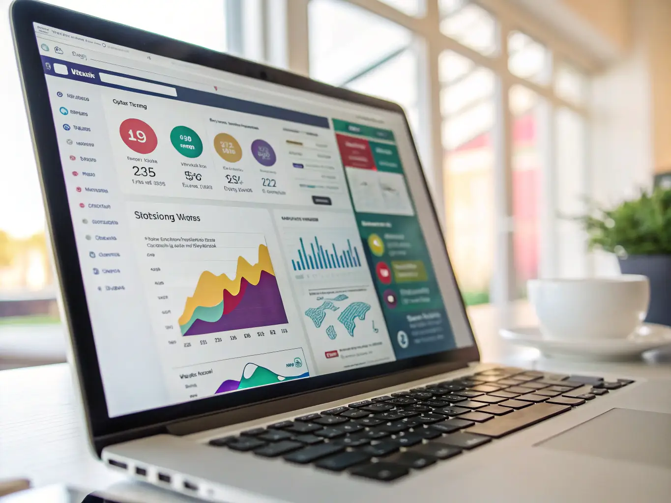A social media dashboard displaying various platform analytics and posts, showcasing Every Enquiry's social media management service.